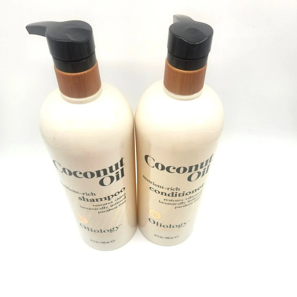 2-Pack Oliology Coconut Oil Shampoo Conditioner 32oz Paraben Free Repair Hair Se
